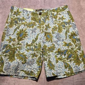 Houston White Mens 34 Almost Aqua Chino Shorts Paisley Tropica Blue Green NWT